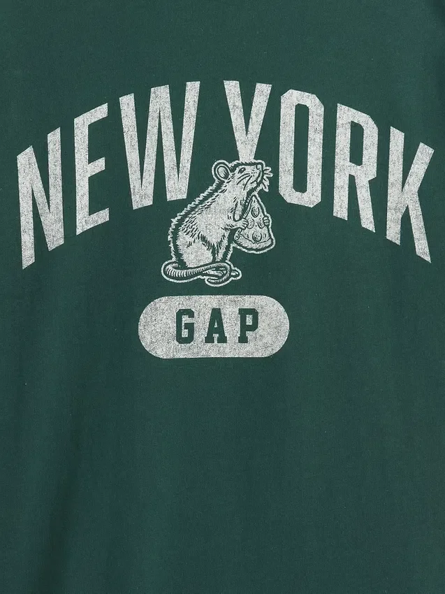 Maglietta per bambini con stampa "New York" e bordi a contrasto, vestibilità comoda