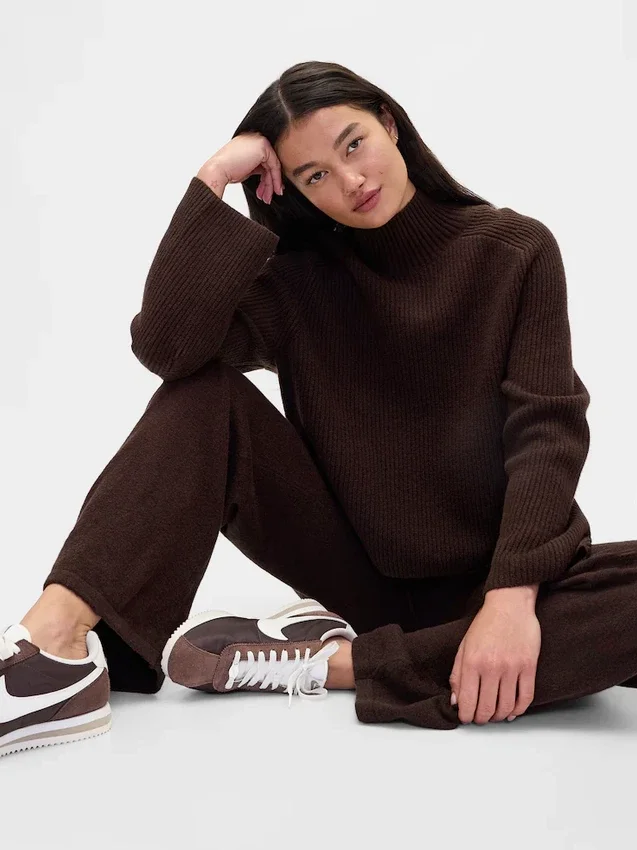 Maglione a collo alto CashSoft con punto Shaker