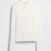 Maglione a collo alto corto a costine pointelle