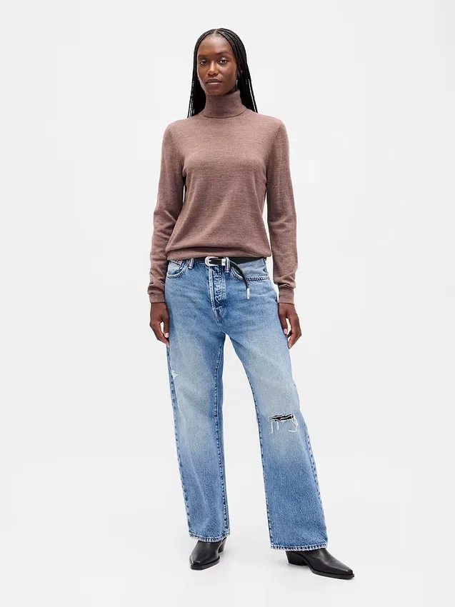Maglione a collo alto in 100% lana merino