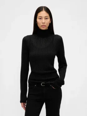 Maglione a collo alto in maglia pointelle