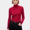 Maglione a collo alto in maglia pointelle