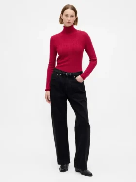 Maglione a collo alto in maglia pointelle
