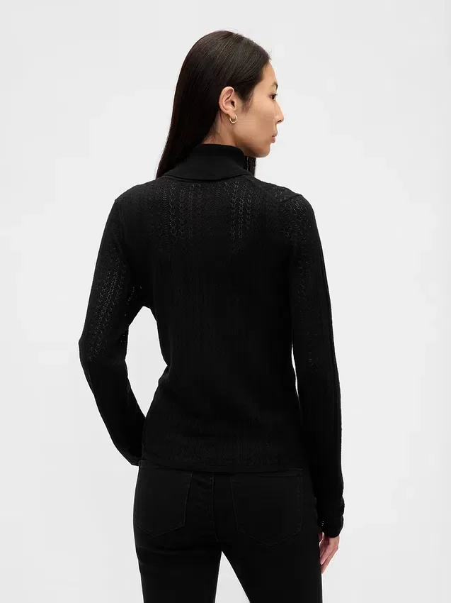 Maglione a collo alto in maglia pointelle