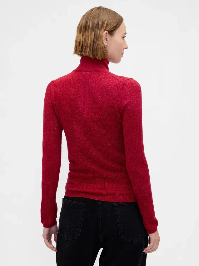 Maglione a collo alto in maglia pointelle