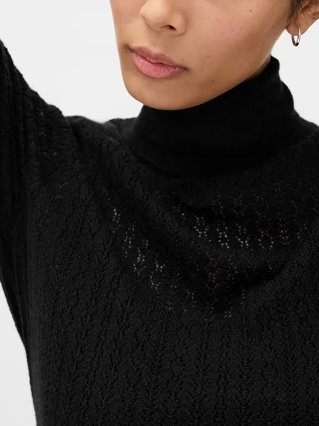 Maglione a collo alto in maglia pointelle
