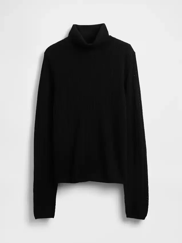 Maglione a collo alto in maglia pointelle