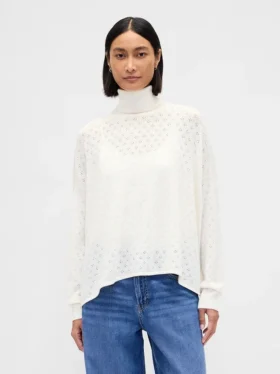 Maglione a collo alto oversize in punto pointelle