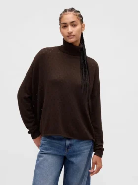 Maglione a collo alto oversize in punto pointelle