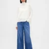 Maglione a collo alto oversize in punto pointelle