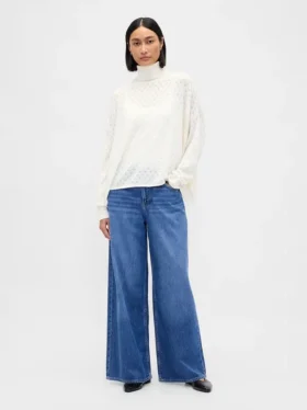 Maglione a collo alto oversize in punto pointelle