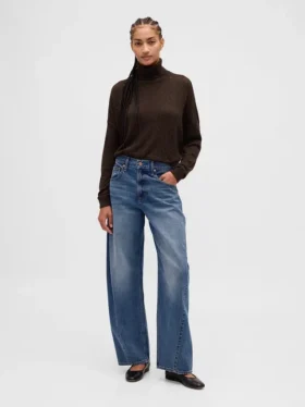 Maglione a collo alto oversize in punto pointelle