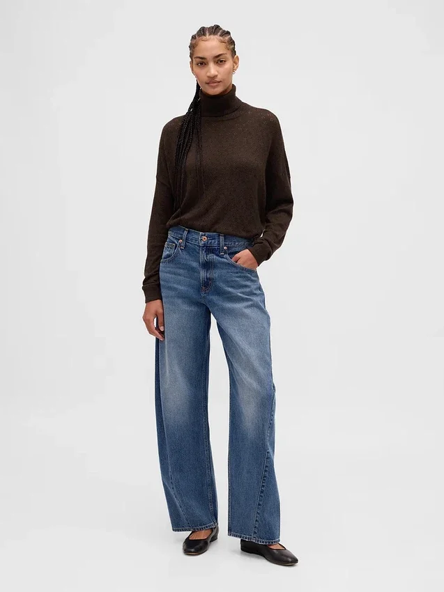 Maglione a collo alto oversize in punto pointelle