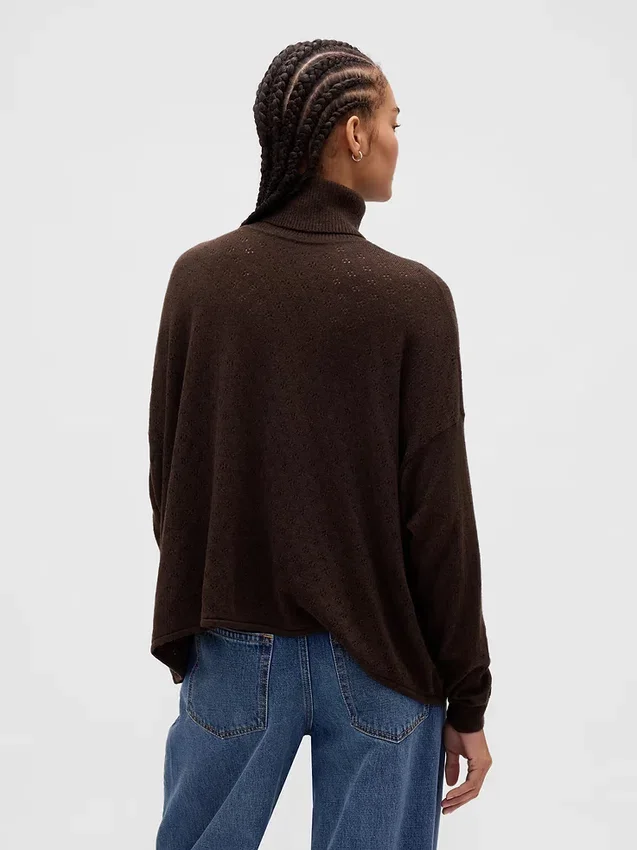 Maglione a collo alto oversize in punto pointelle