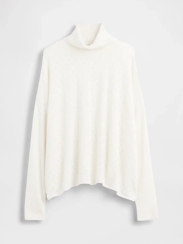 Maglione a collo alto oversize in punto pointelle