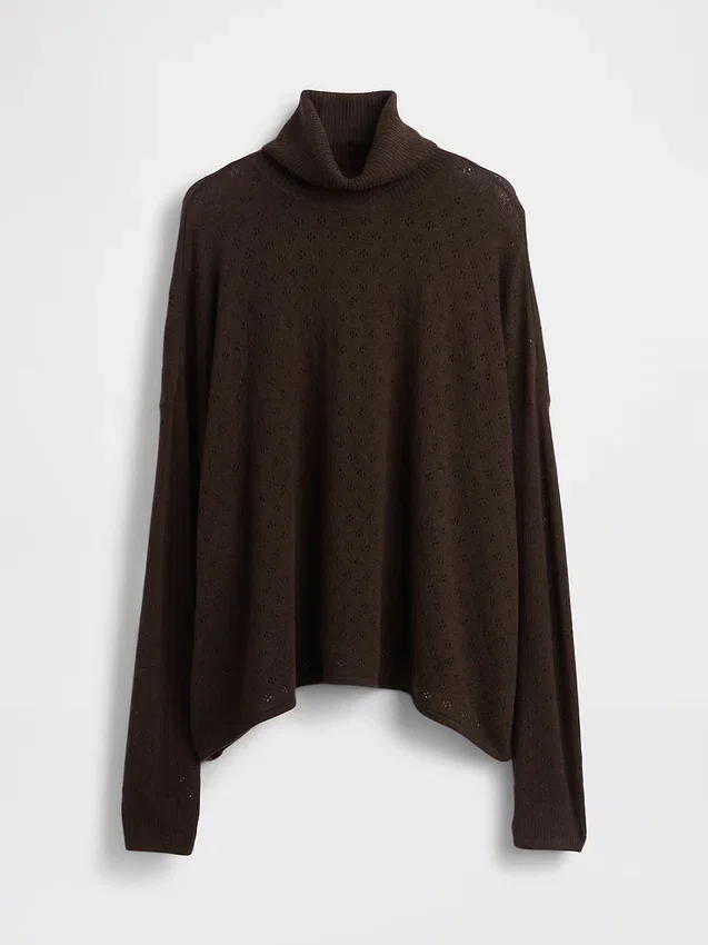Maglione a collo alto oversize in punto pointelle