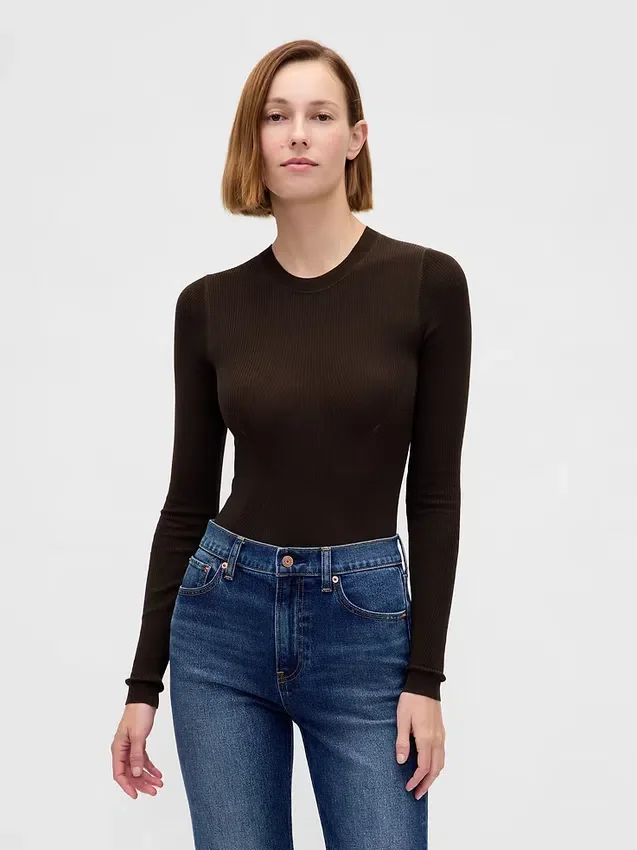 Maglione a coste trasparente