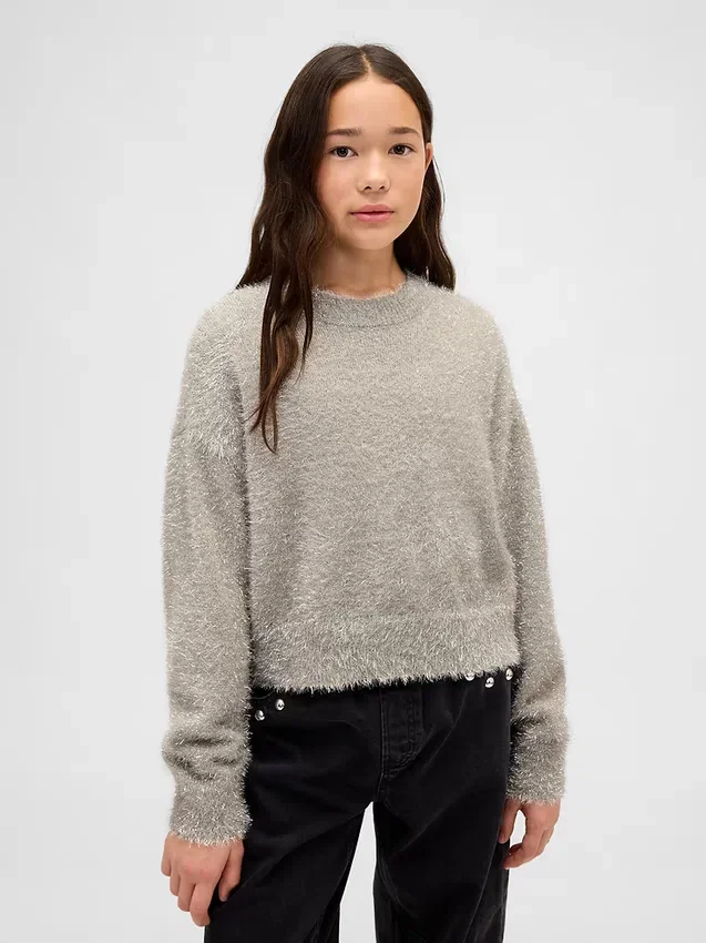 Maglione a girocollo metallizzato con effetto ciglia per bambini