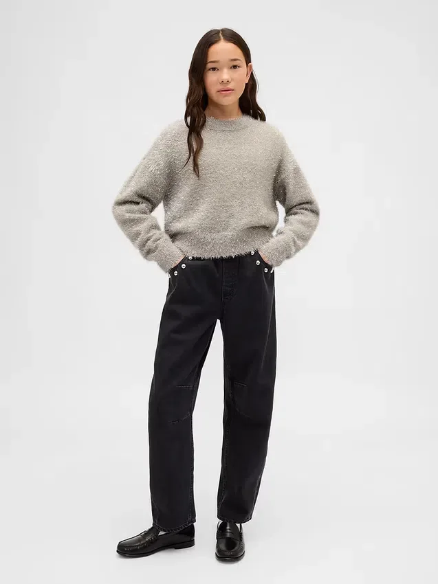 Maglione a girocollo metallizzato con effetto ciglia per bambini