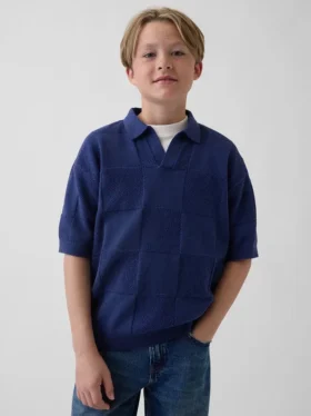 Maglione a quadri con collo Johnny per bambini