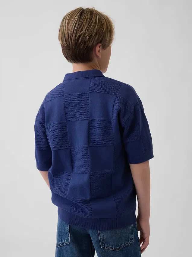 Maglione a quadri con collo Johnny per bambini