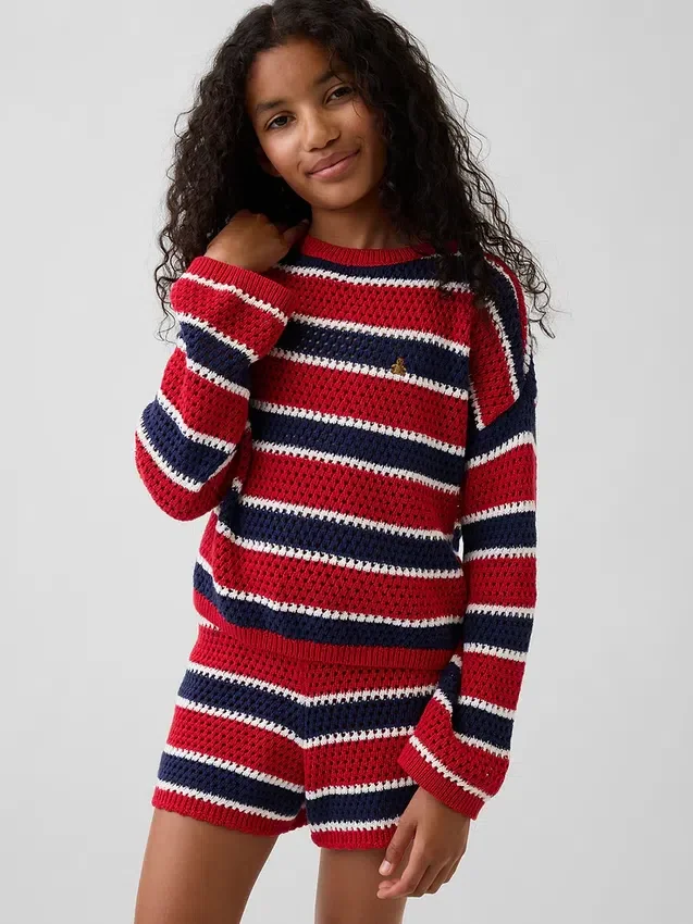 Maglione a righe oversize all’uncinetto per bambini