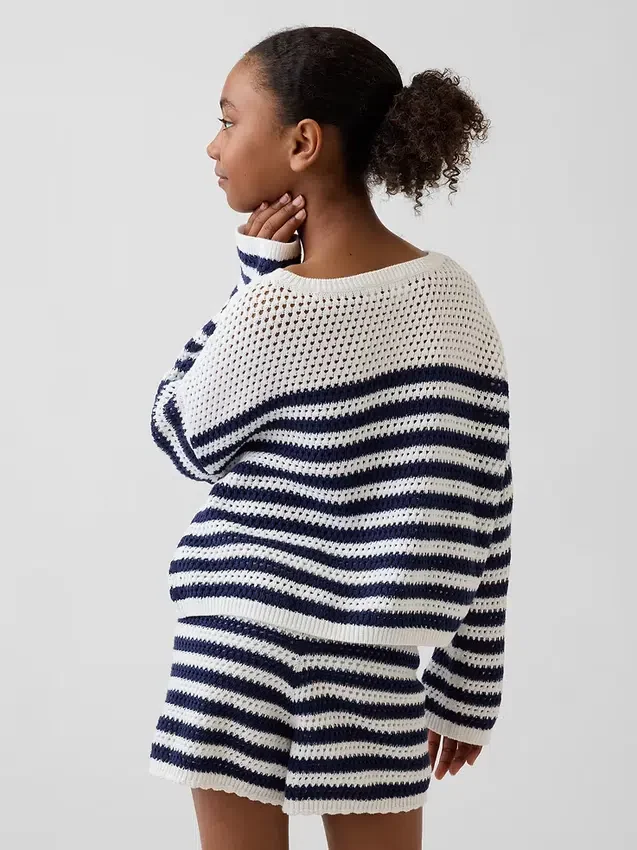 Maglione a righe oversize all’uncinetto per bambini