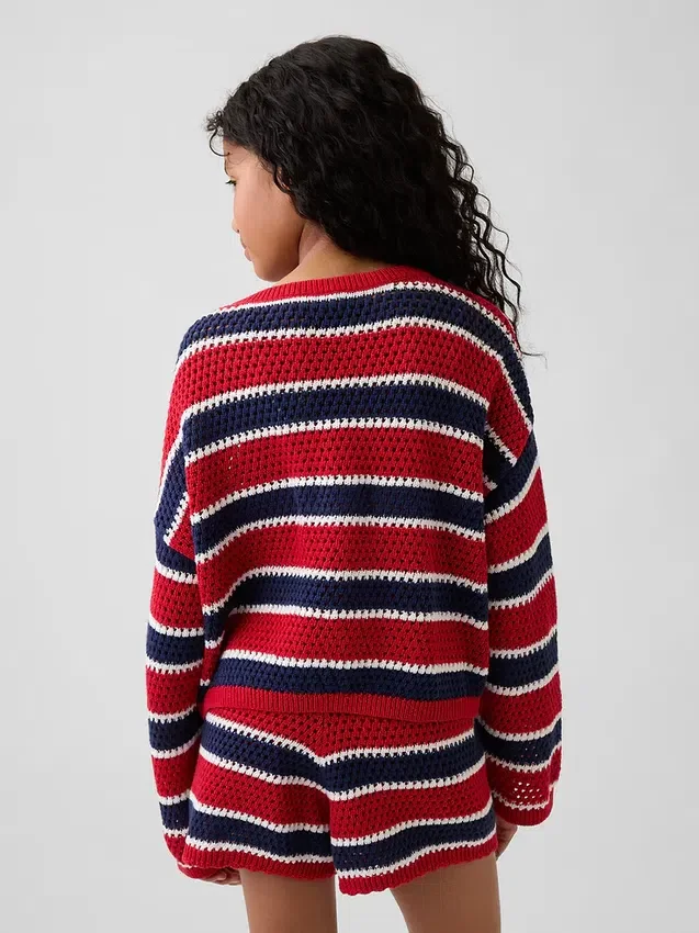 Maglione a righe oversize all’uncinetto per bambini