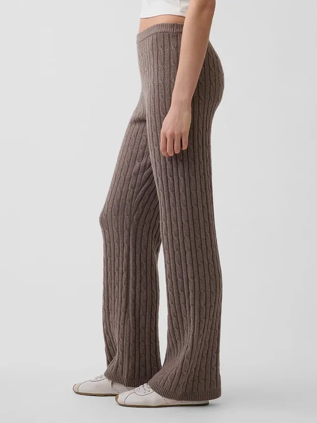 Maglione a zampa di elefante in maglia a trecce CashSoft
