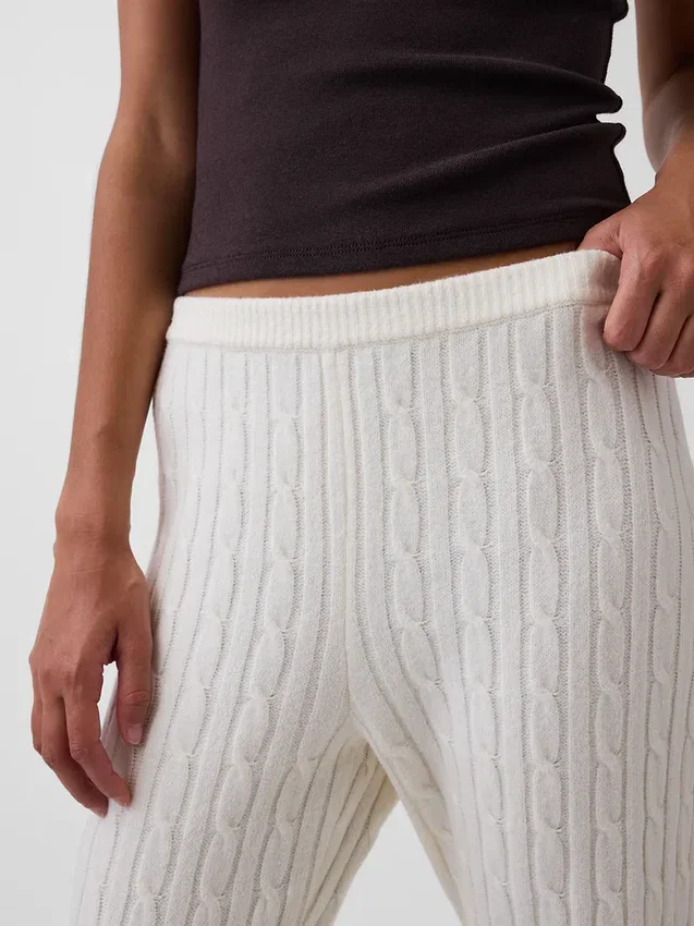 Maglione a zampa di elefante in maglia a trecce CashSoft