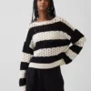 Maglione all’uncinetto 100% cotone con scollo a barchetta