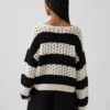 Maglione all’uncinetto 100% cotone con scollo a barchetta