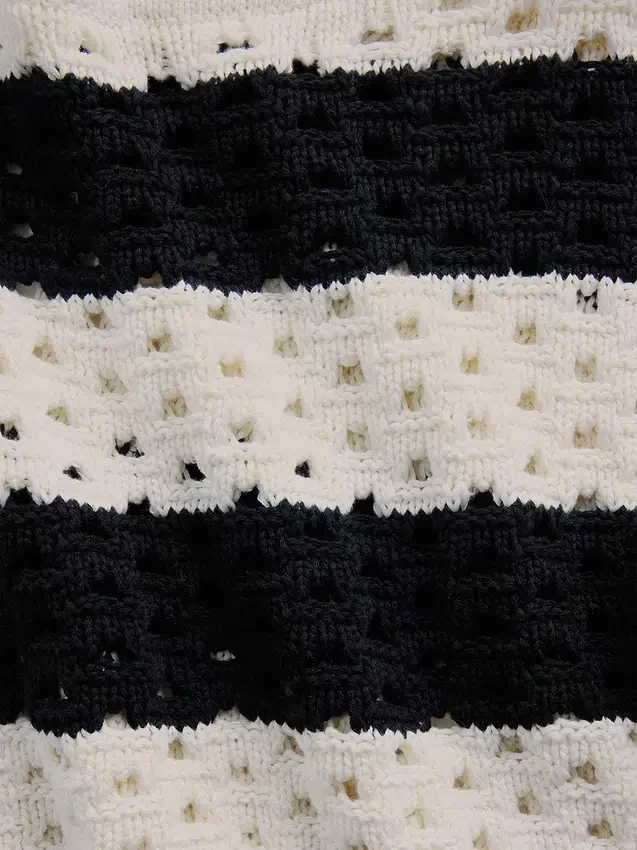 Maglione all’uncinetto 100% cotone con scollo a barchetta