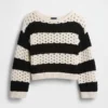 Maglione all’uncinetto 100% cotone con scollo a barchetta