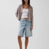 Maglione con cappuccio e zip dal taglio ampio, 100% cotone
