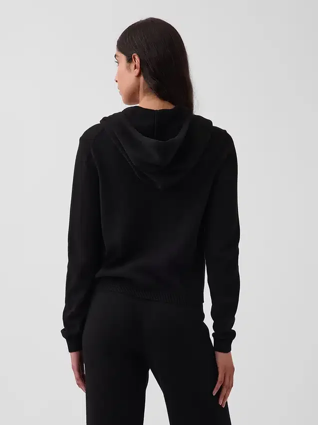 Maglione con cappuccio e zip dal taglio ampio, 100% cotone
