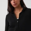 Maglione con cappuccio e zip dal taglio ampio, 100% cotone