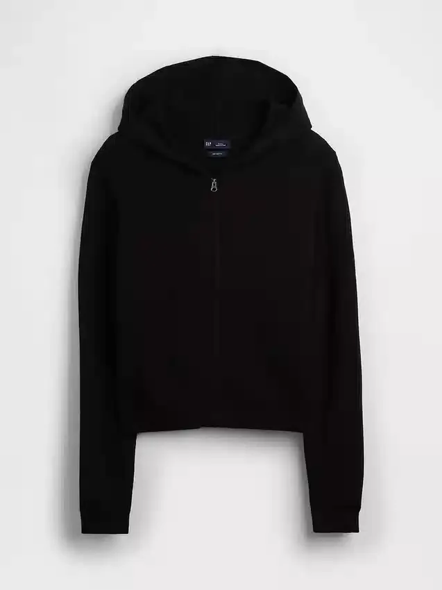 Maglione con cappuccio e zip dal taglio ampio, 100% cotone