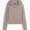 Maglione con cappuccio e zip dal taglio ampio, 100% cotone