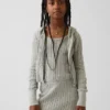 Maglione con cappuccio e zip per bambini in maglia a trecce