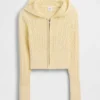 Maglione con cappuccio e zip per bambini in maglia a trecce