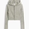 Maglione con cappuccio e zip per bambini in maglia a trecce
