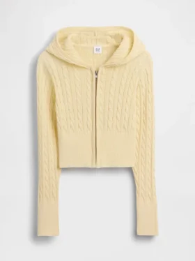 Maglione con cappuccio e zip per bambini in maglia a trecce