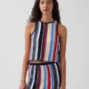 Maglione con scollo all’americana a righe in 100% cotone