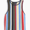 Maglione con scollo all’americana a righe in 100% cotone