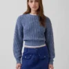 Maglione corto con maniche a campana in 100% cotone