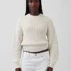 Maglione corto con maniche a campana in 100% cotone