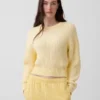 Maglione corto con maniche a campana in 100% cotone