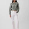 Maglione corto con maniche a campana in 100% cotone