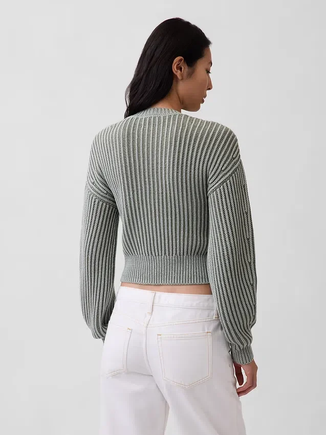 Maglione corto con maniche a campana in 100% cotone